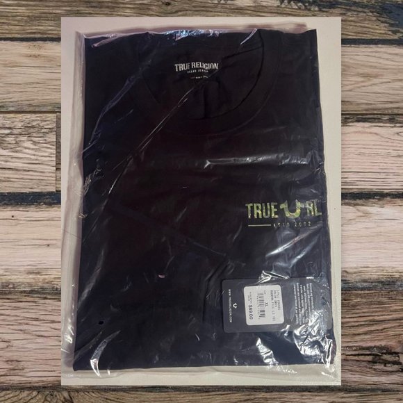 True Religion Mens Black Long Sleeve Camo Buddha Tee XL - Picture 6 of 9